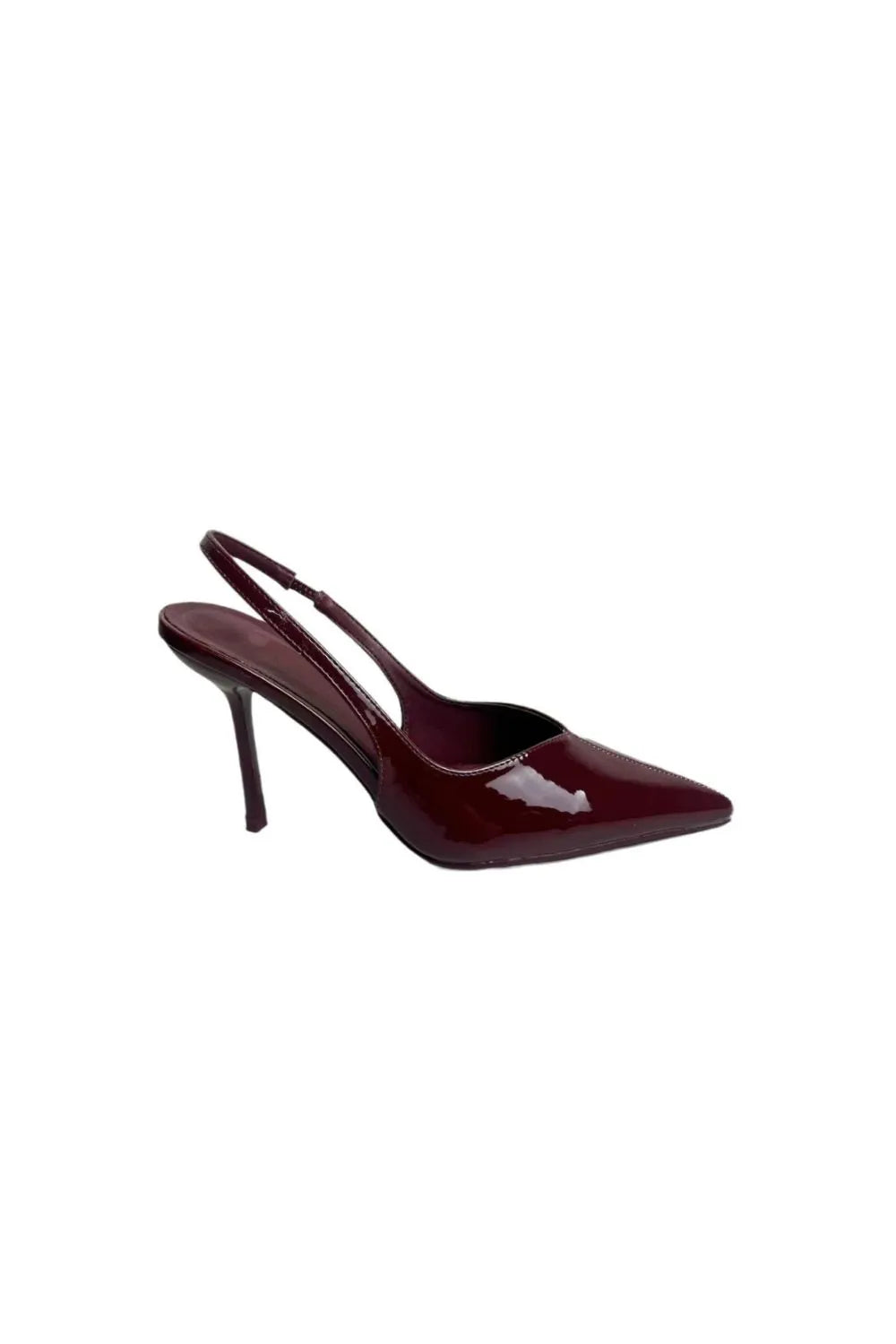 Slingback Point Toe Stiletto Pumps Burgundy