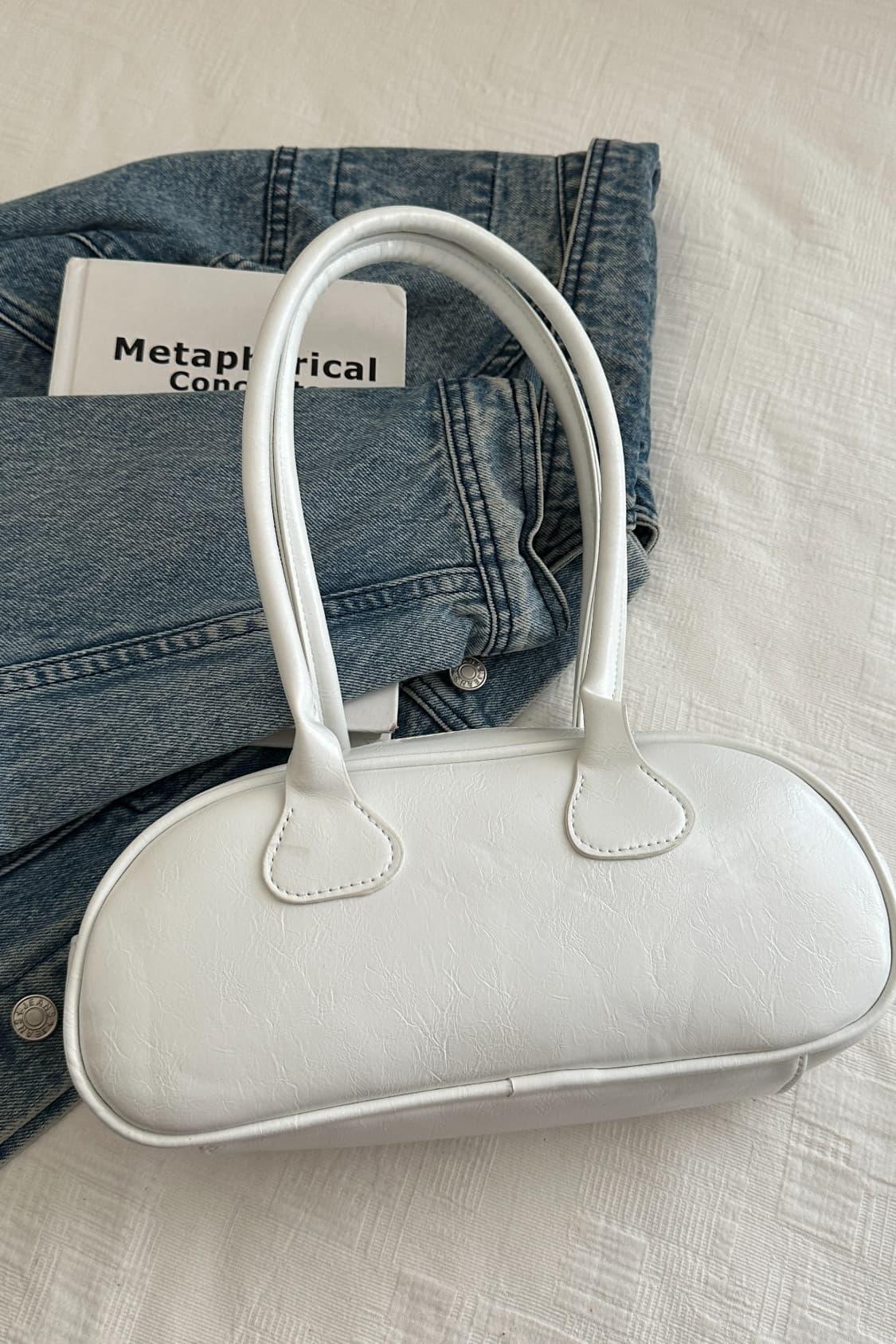 PU Leather Shoulder Bag White One Size