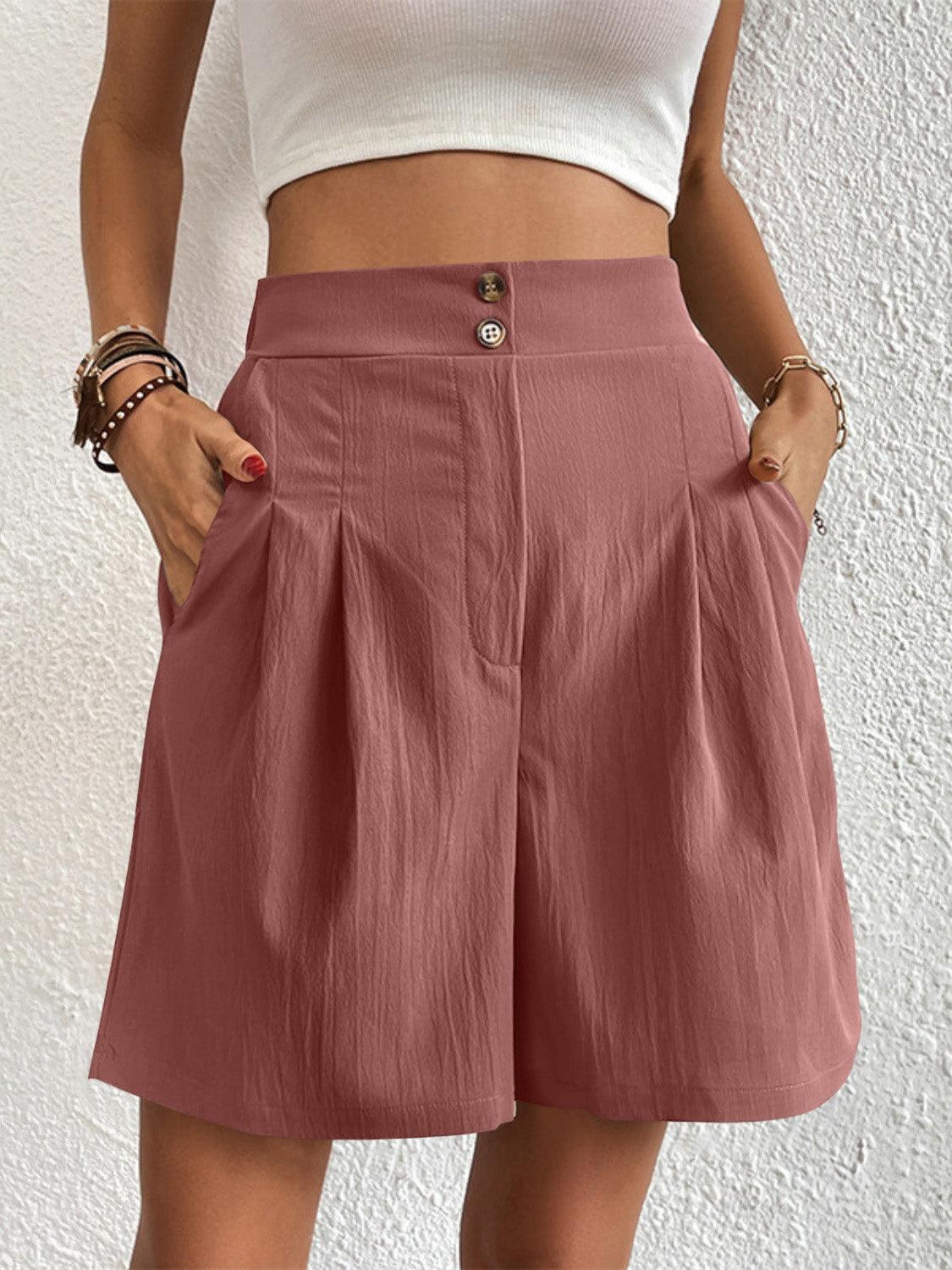 High Waist Shorts with Pockets Dusty Pink