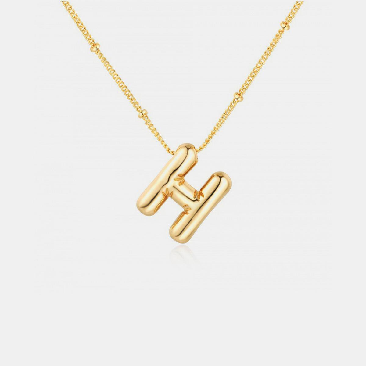 Gold-Plated Bubble Initial Necklace Style H One Size