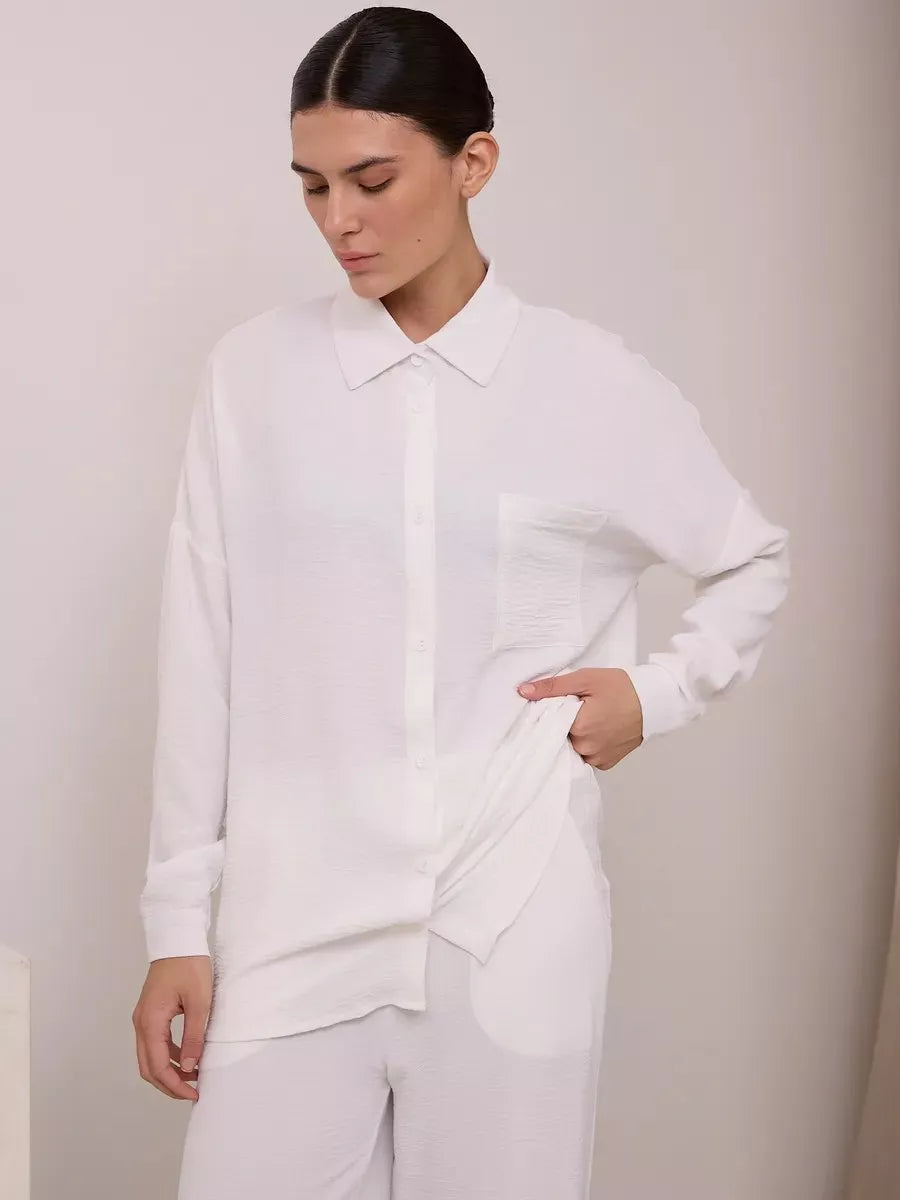 Button Up Long Sleeve Shirt and Pants Set