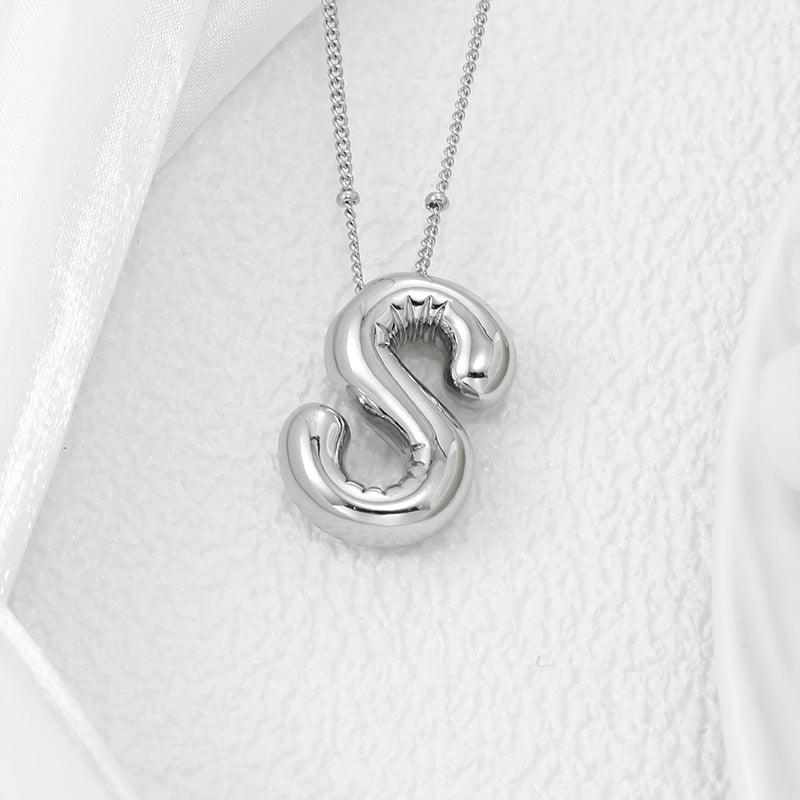 Copper Bubble Letter Pendant Necklace Style S One Size