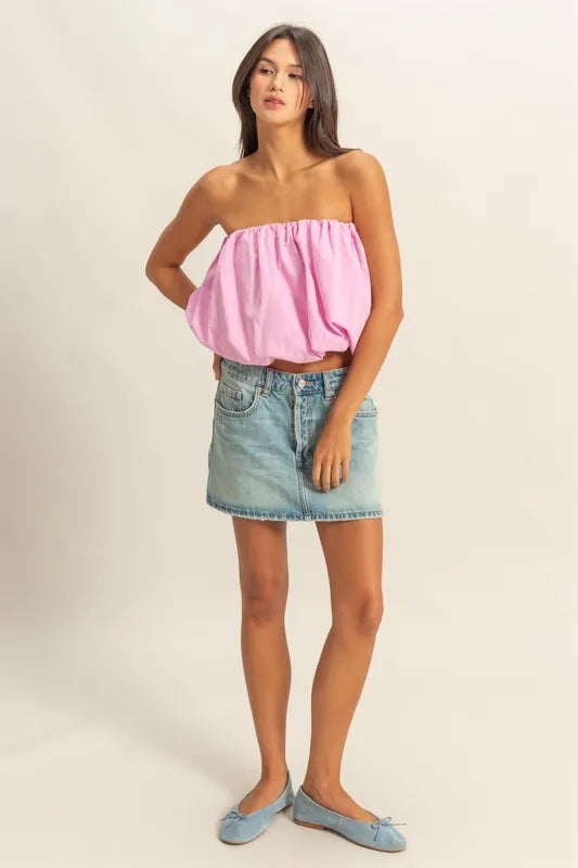 HYFVE Trendy Strapless Bubble Top PINK