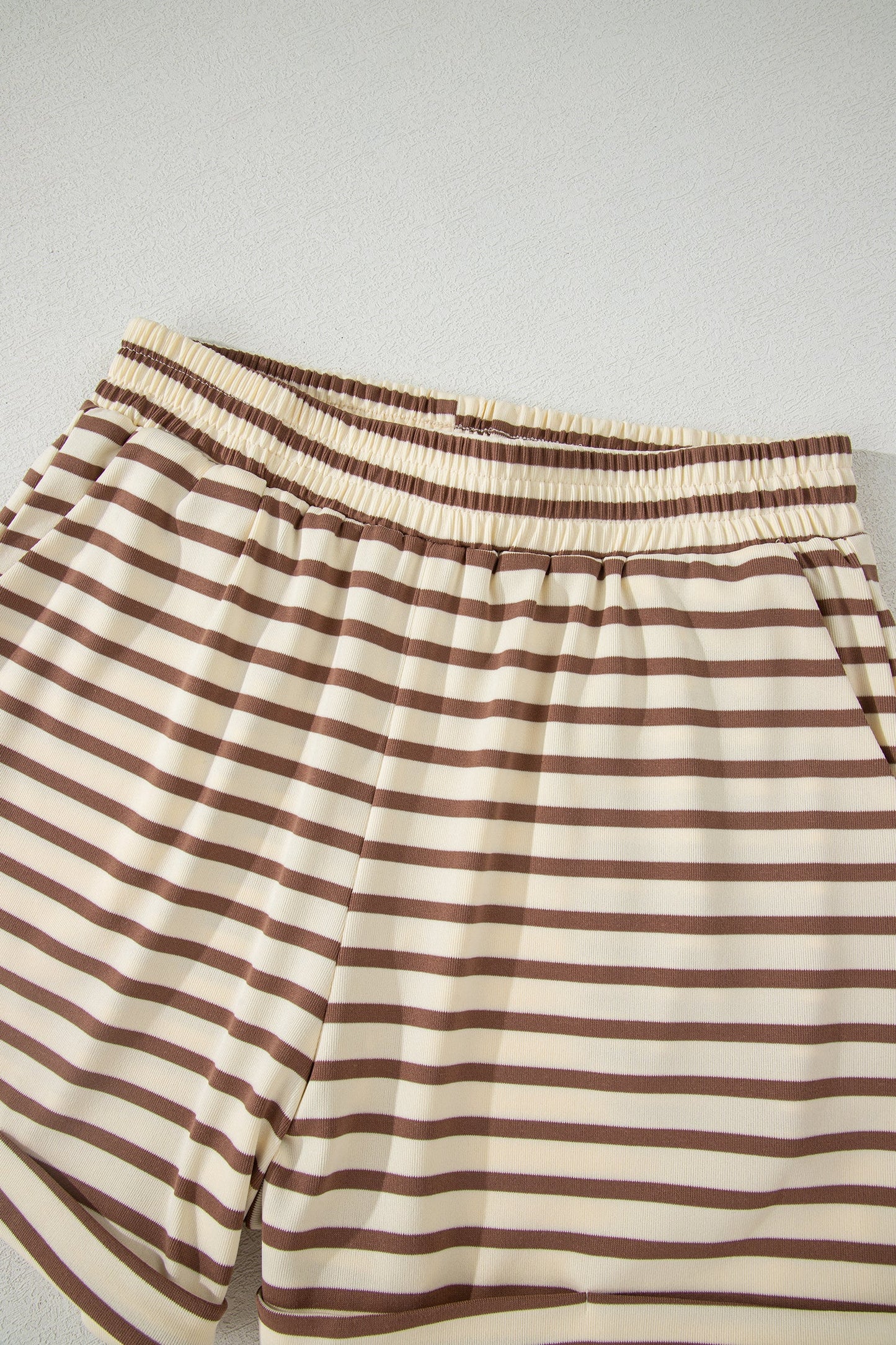 Stripe Cap Sleeve Henley Top & Shorts Set