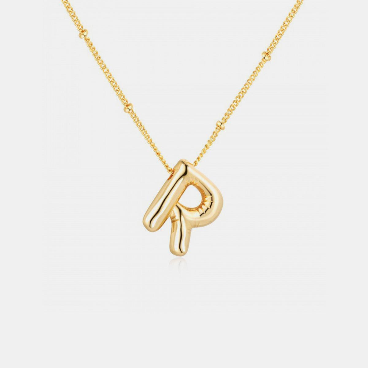 Gold-Plated Bubble Initial Necklace Style R One Size