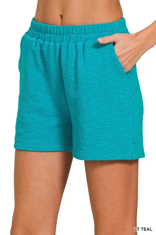 Zenana Cotton Slub Shorts