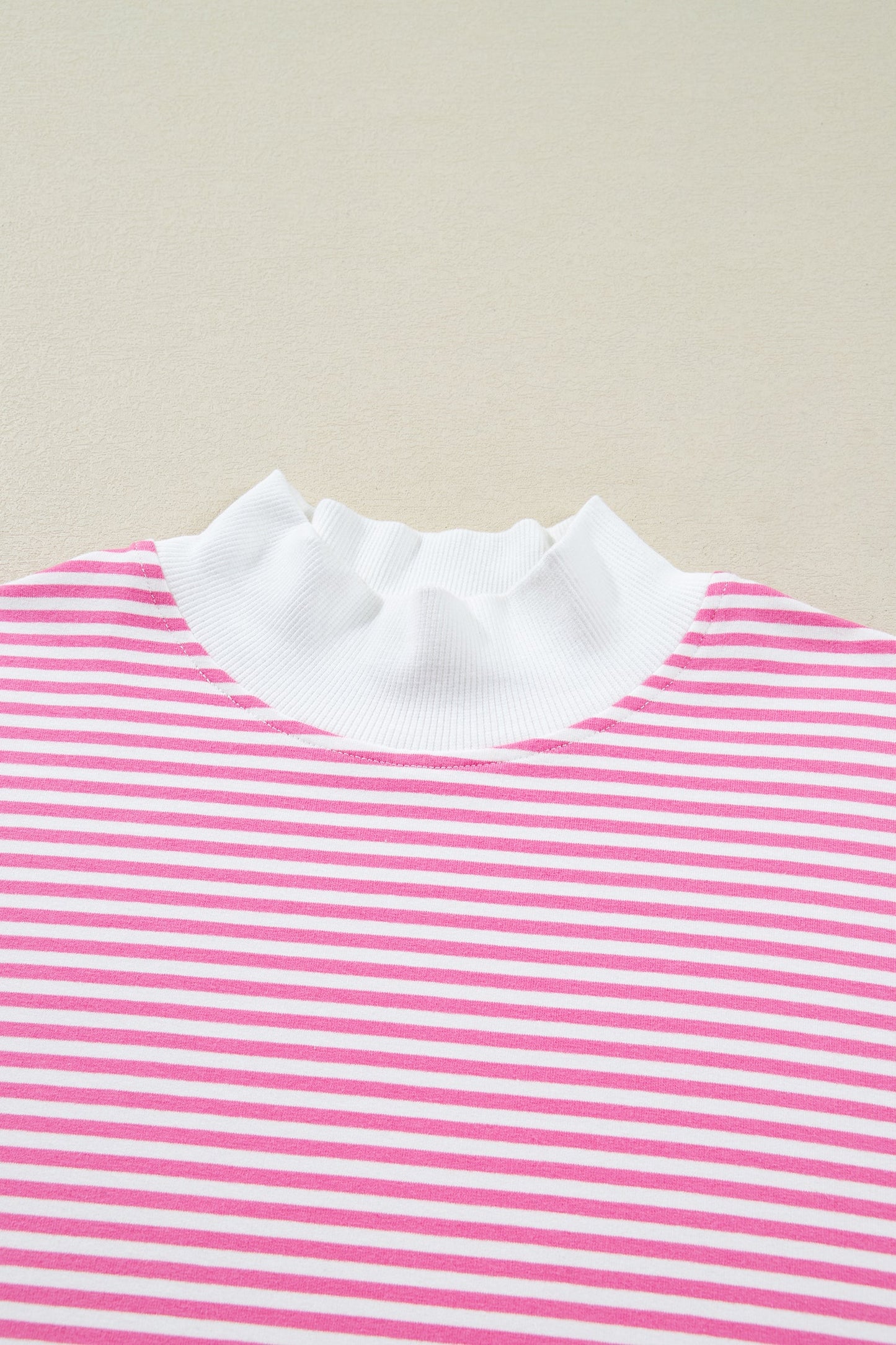 Stripe Oversize Mock Neck Sweatshirt & Shorts Set