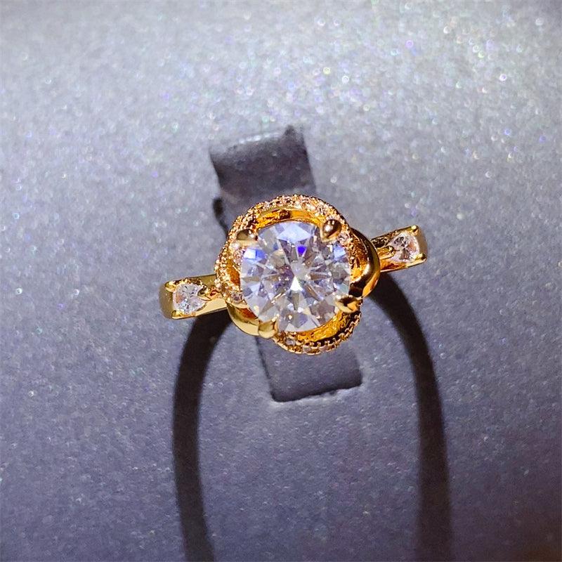 1 Carat Moissanite Zircon 925 Sterling Silver Ring Gold