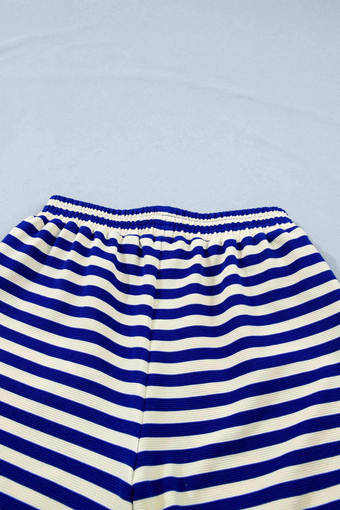 Stripe Cap Sleeve Top & Contrast Trim Shorts Set