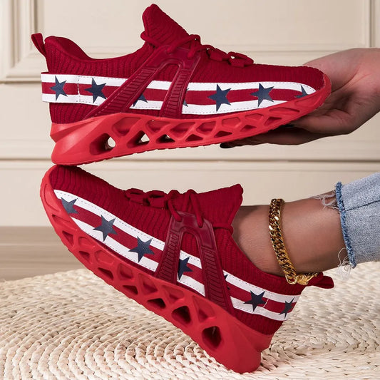Round Toe Flats Athletic Red
