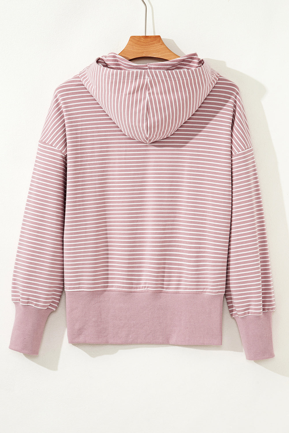 Stripe Thumbhole Sleeve Side Slit Drop Shoulder Hoodie