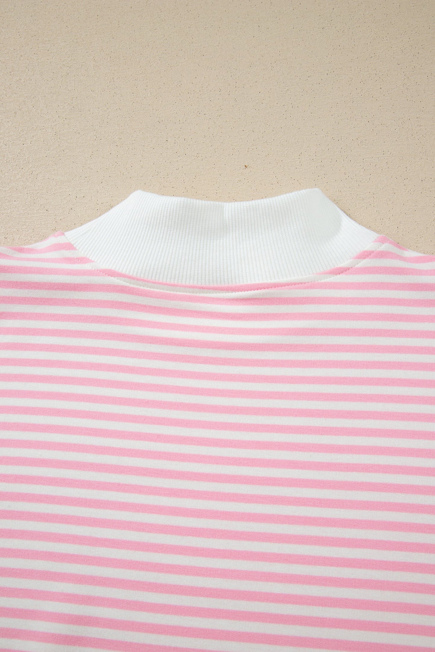 Stripe Oversize Mock Neck Sweatshirt & Shorts Set