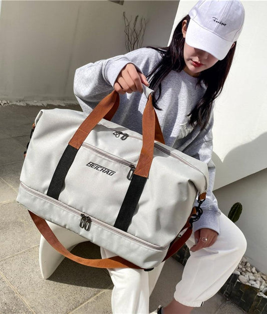 Oxford Cloth Oversize Travel Bag Gray One Size