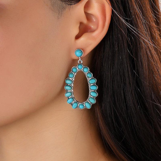 Artificial Turquoise Earrings Teal One Size