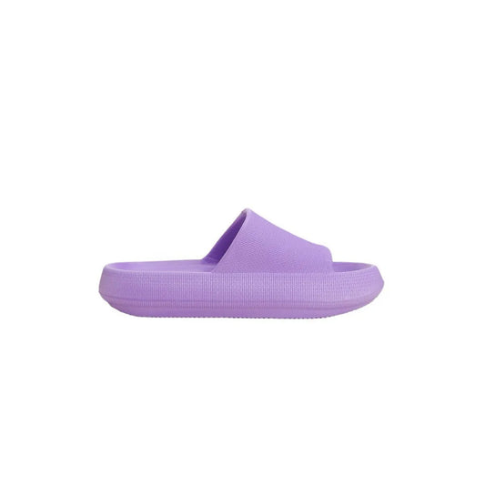 Open Toe Platform Slippers Purple