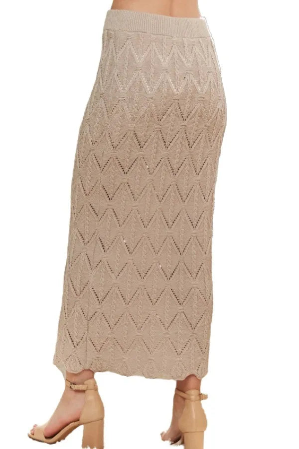 ADORA Scallop Trim Detail Knit Skirt