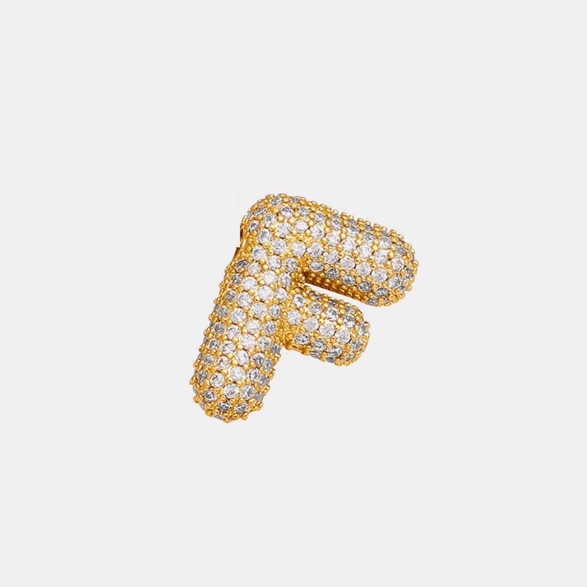Inlaid Zircon Bubble Initial Necklace Style F One Size