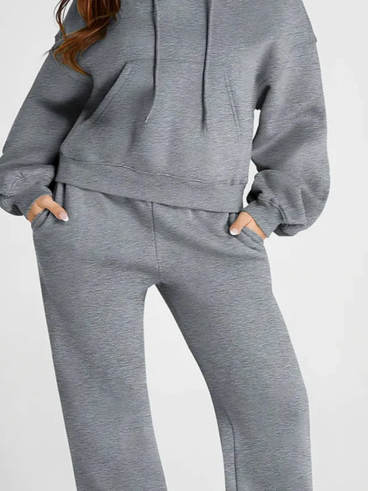 Dropped Shoulder Hooded Top and Pants Active Set