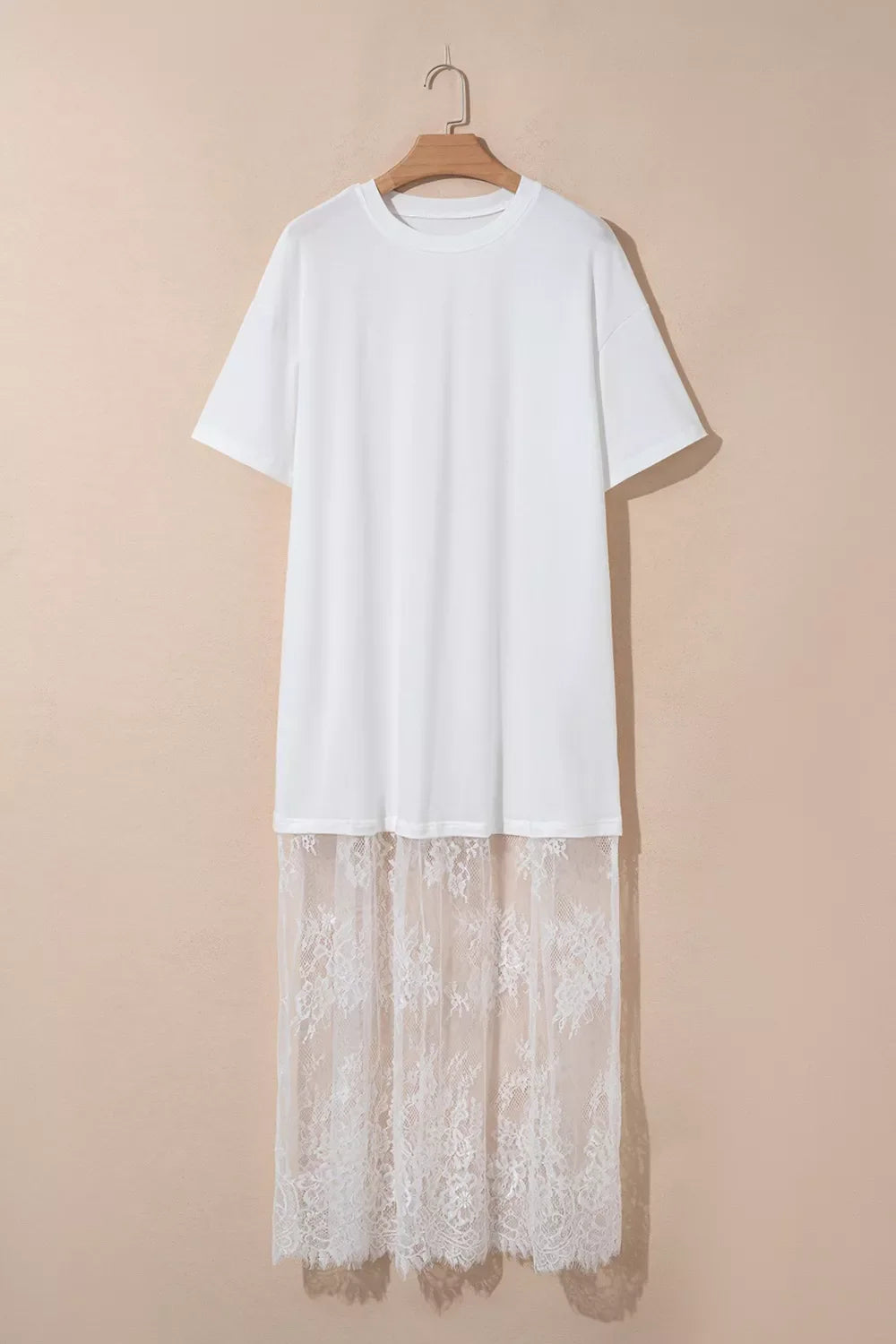 Lace Patchwork Casual T-Shirt Dress