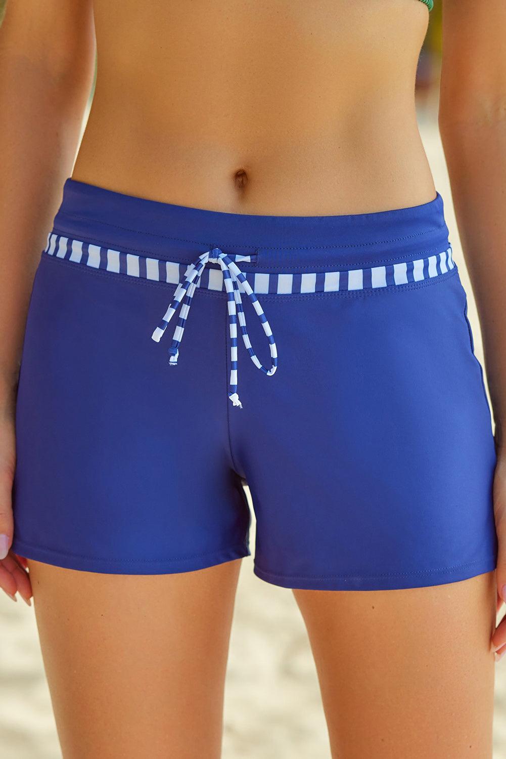 Full Size Run Contrast Drawstring Swim Bottoms Royal Blue