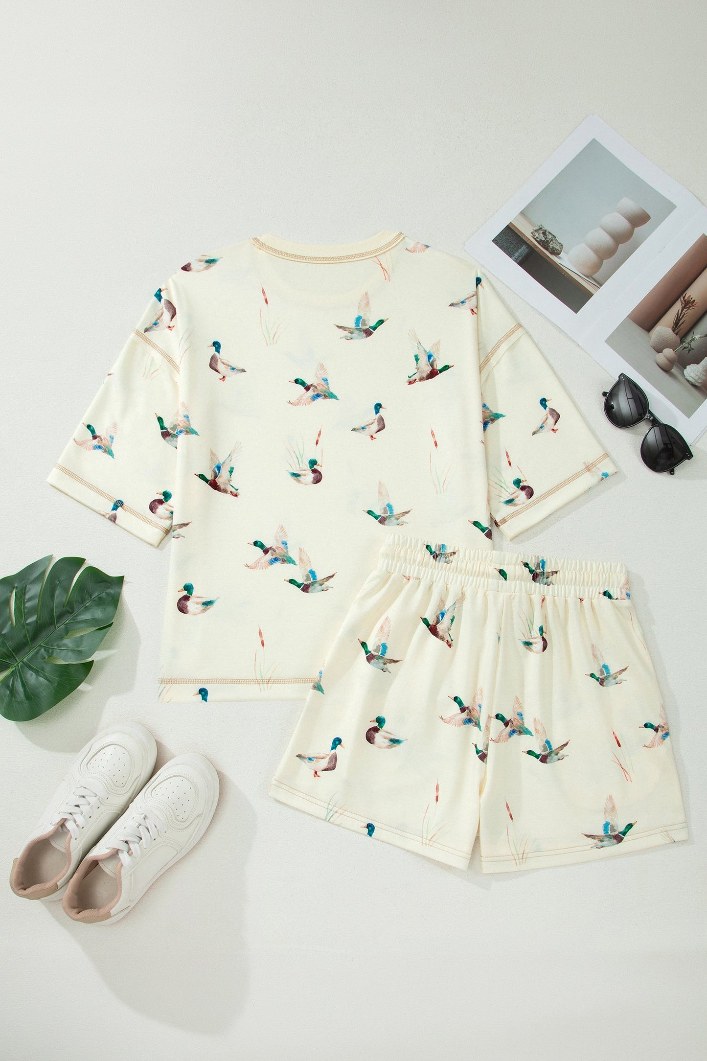 Mallard Duck Oversized Tee & Elastic Shorts Set