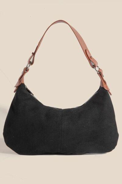 Fame Middle Stitch Zipper Handbag Black One Size