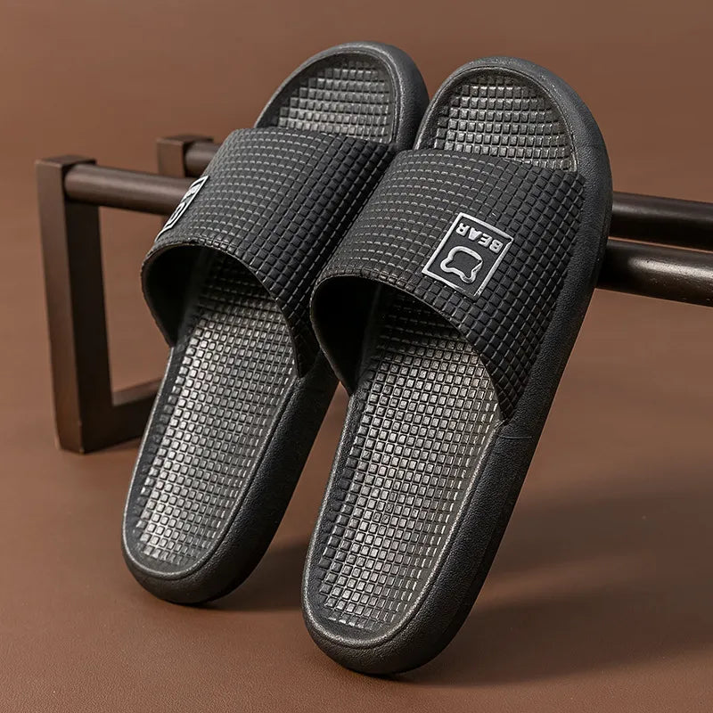 Open Toe Flats Slippers Black