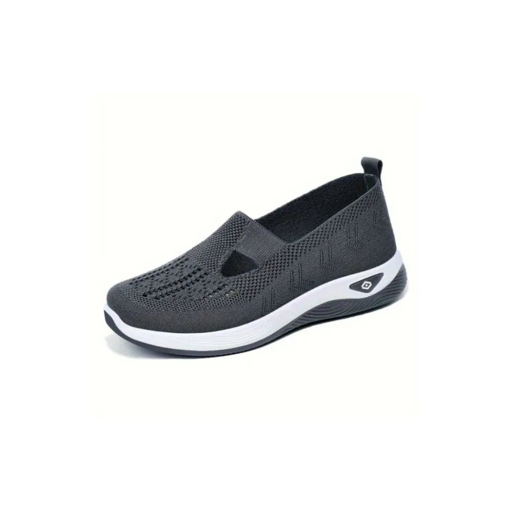 Breathable Mesh Round Toe Wedge Sneakers Dark Gray