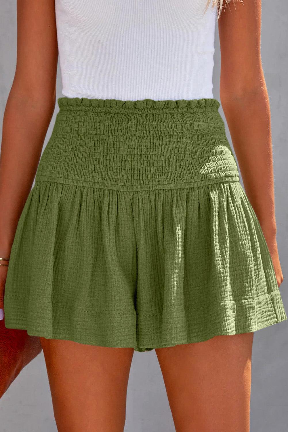Smocked Waistband Shorts Moss