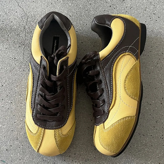 Round Toe Flats Sneakers Yellow
