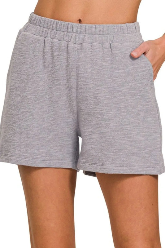 Zenana Cotton Slub Shorts SLEET