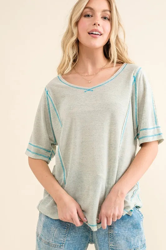 And The Why Reversed Stitch Basic T Shirt Mint