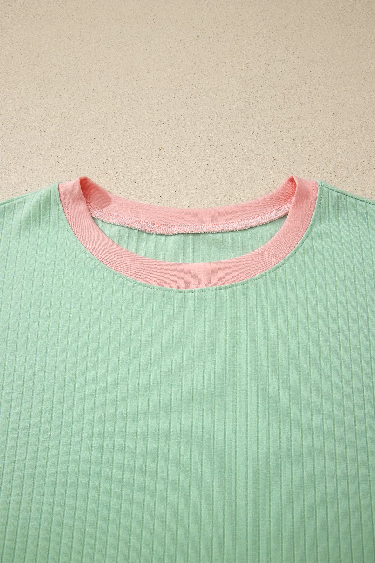 Colorblock Trim Ribbed Top & Shorts Set