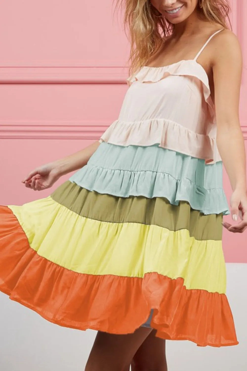BiBi Color Blocked Tiered Dress
