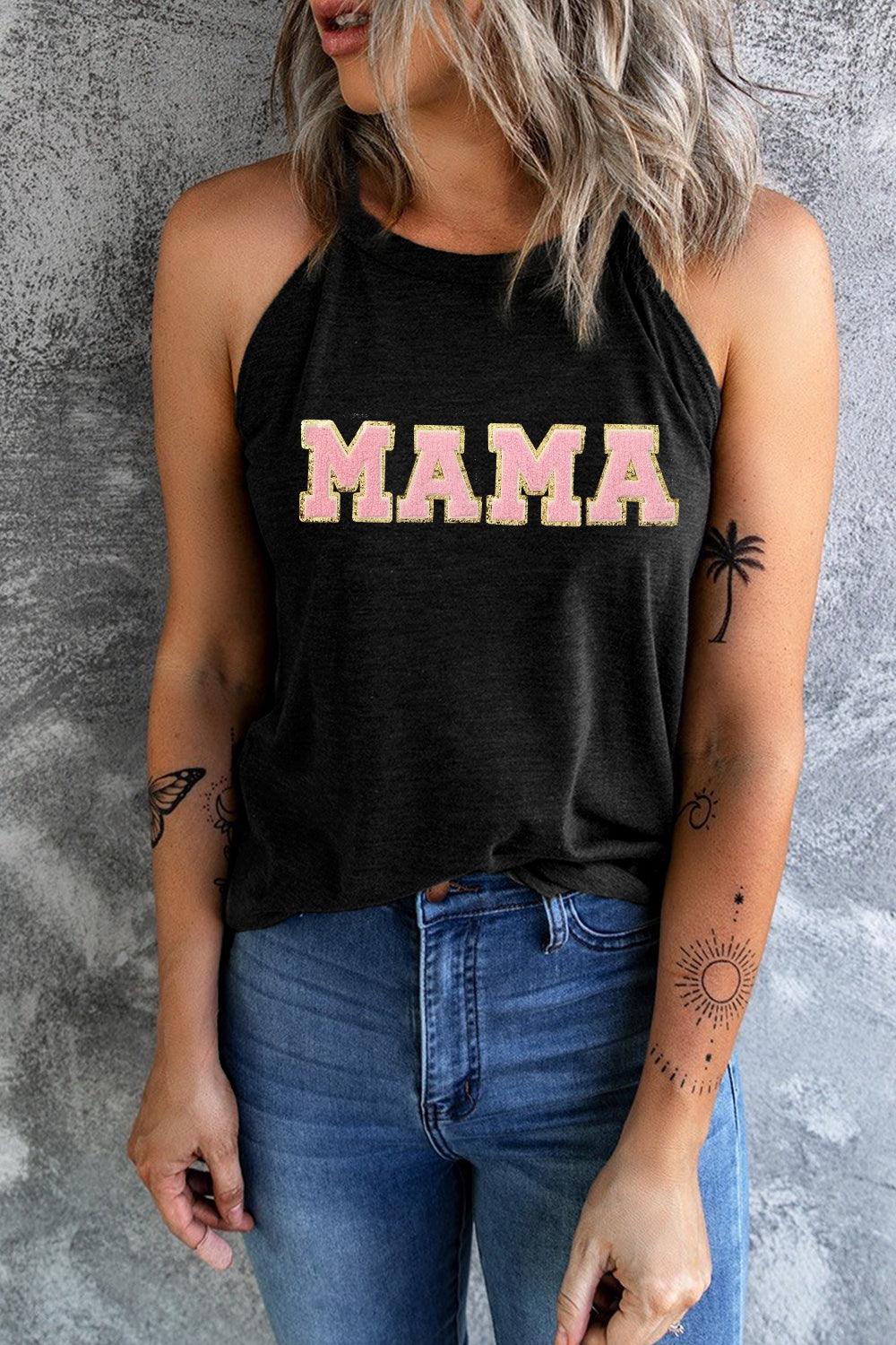 MAMA Round Neck Tank Black