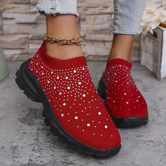 Round Toe Flats Sneakers Red