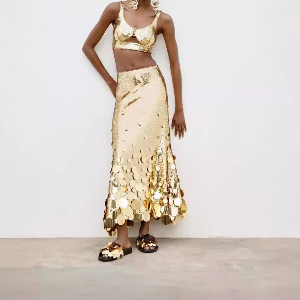 Spring New Party Fashion Plus Size Gongda Sequins Glitter Skirt