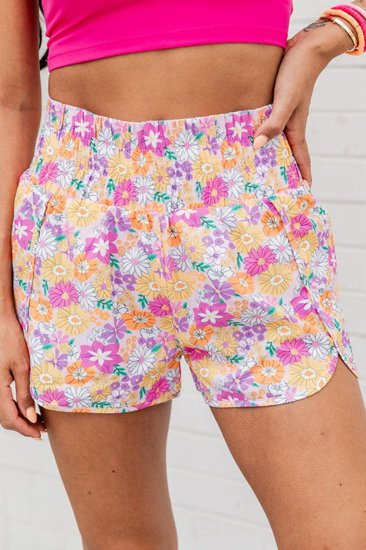 Printed High Waist Shorts Blush Pink