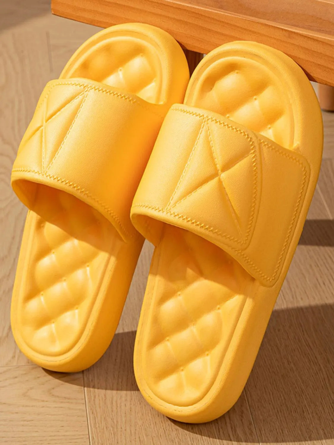 Open Toe Flats Slippers Gold