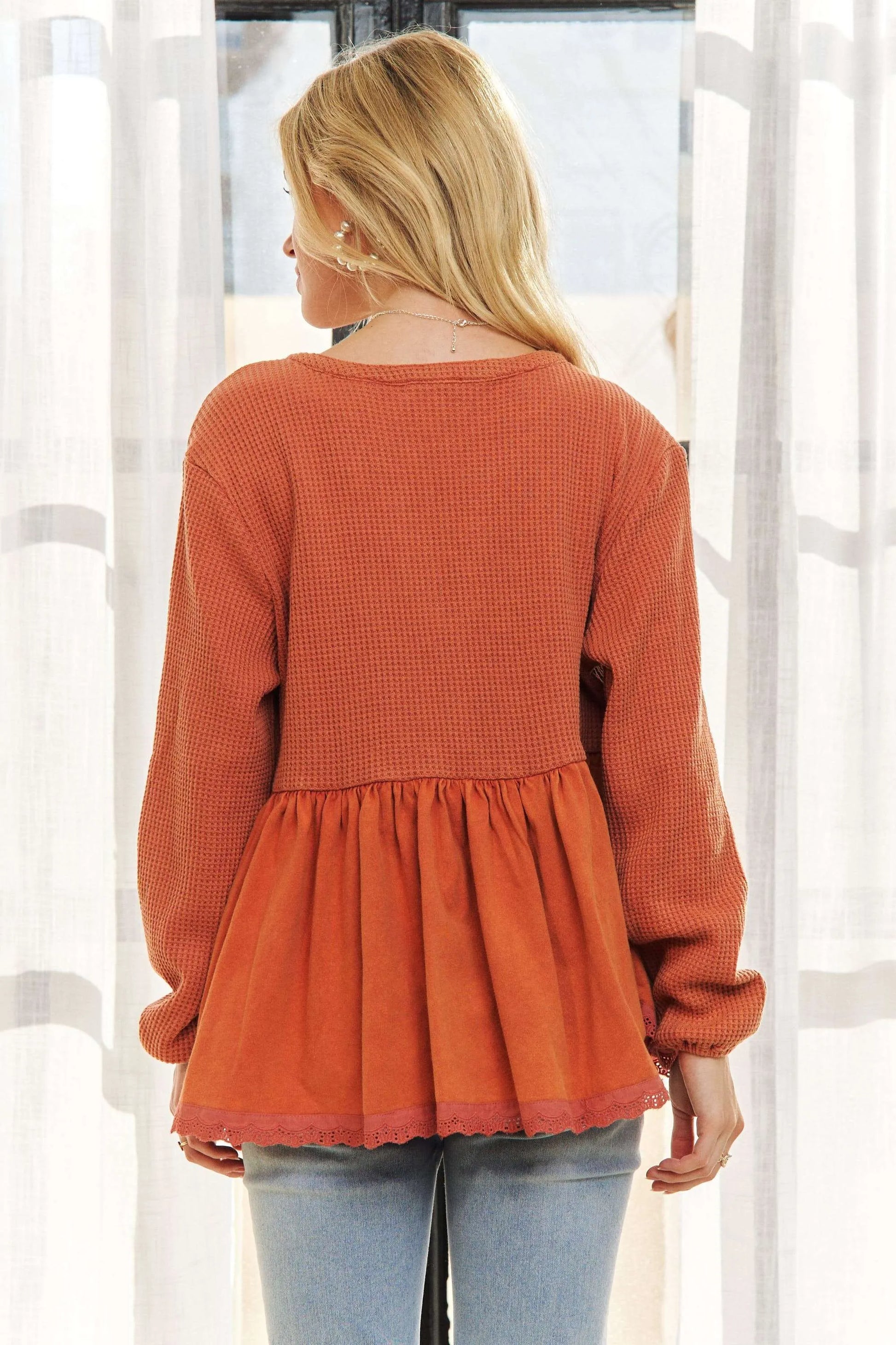 ADORA Mineral Washed Babydoll Tunic Top
