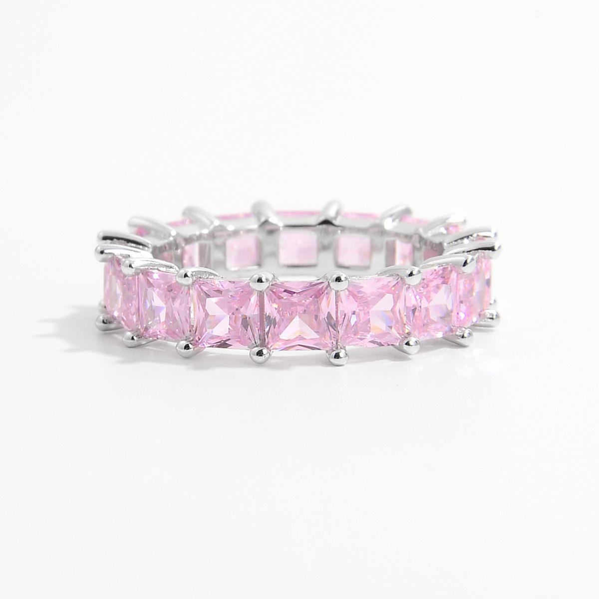 925 Sterling Silver Inlaid Zircon Ring Silver