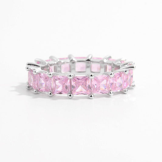 925 Sterling Silver Inlaid Zircon Ring Silver
