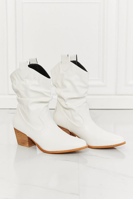 MMShoes Better in Texas Scrunch Cowboy Boots in White Western Boots