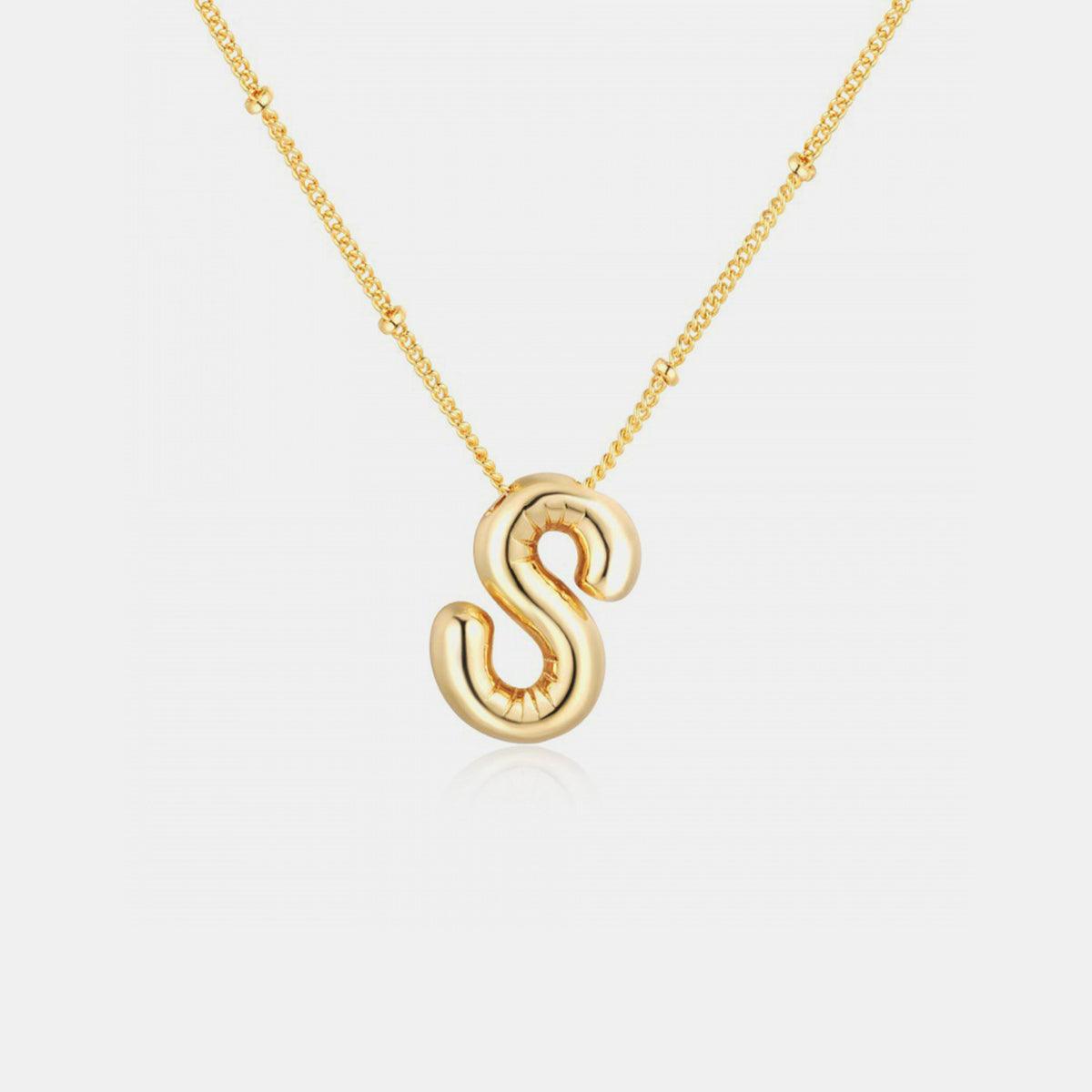 Gold-Plated Bubble Initial Necklace Style S One Size