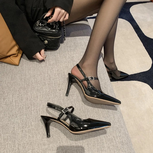 Point Toe Kitten Heels Pumps Black