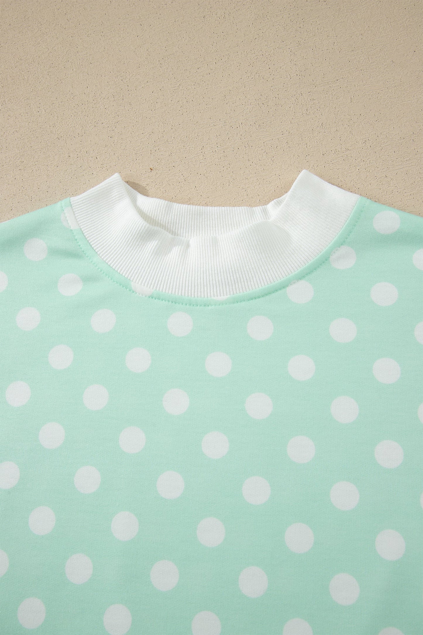 Polka Dot Colorblock Mock Neck & Shorts Set