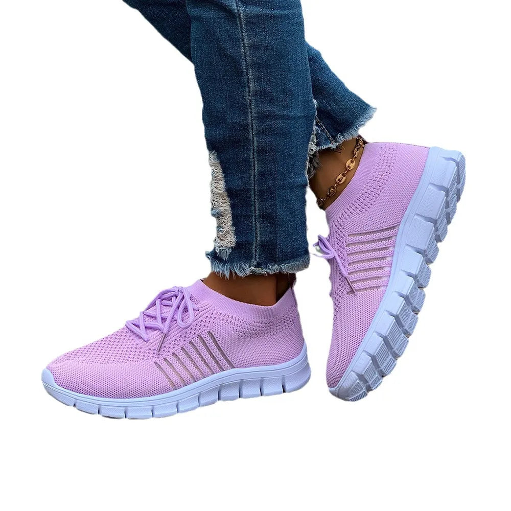 Breathable Mesh Round Toe Athletic Lilac