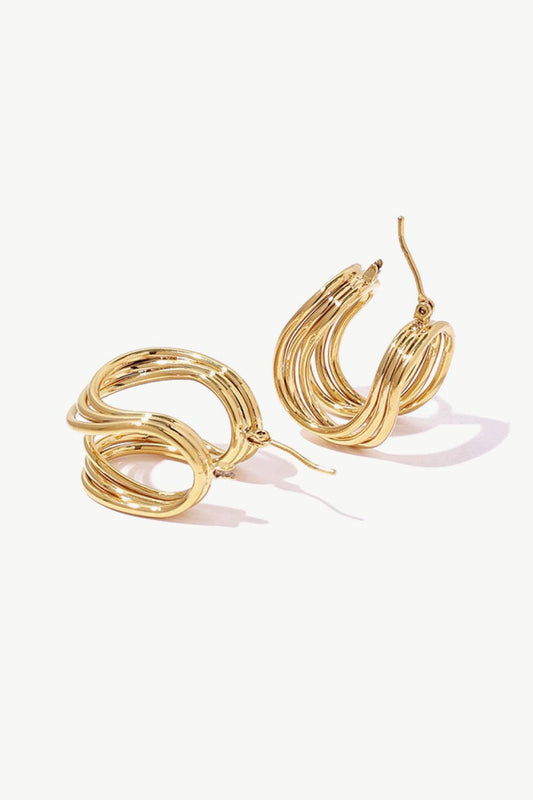 U-Shaped Hoop Earrings Gold One Size