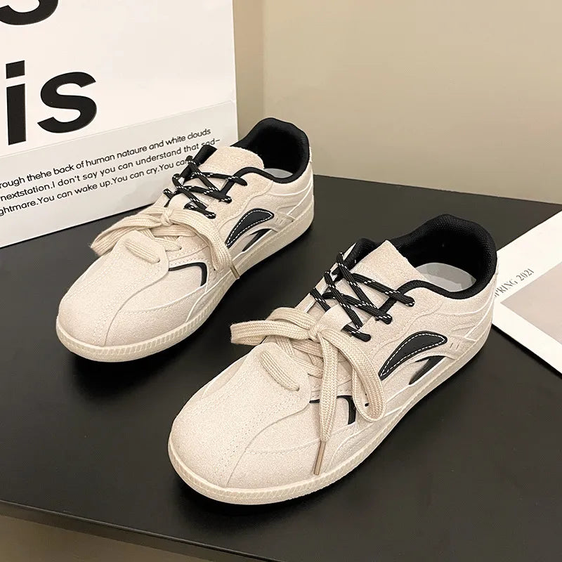 Contrast Flat Sneakers Light Gray