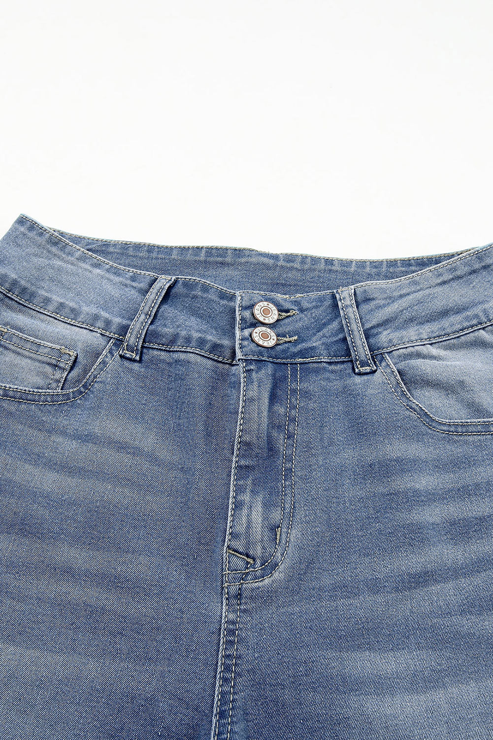 Buttoned High Waist Raw Hem Skinny Jeans